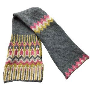 French Connection Womens Scarf knit Colorful Nordic Design Angora Wool Y2K